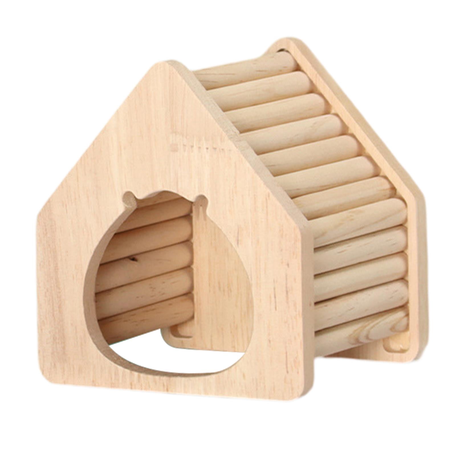 View of oshhni Hamster Wood House Hideout Hide DIY Cage Gerbils Habitat Decor ...