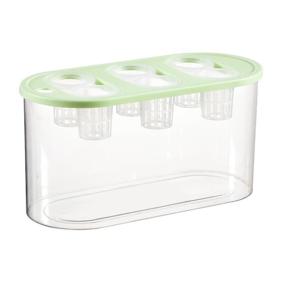 oshhni Hydroponic Grower Box Transparent Hydroponic Planting Box 6 Holes Practical Rectangular Planter Container for Home Vegetables Green