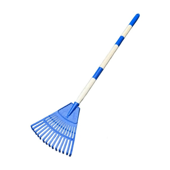 oshhni Leaf Rake Steel 14 Tines Heavy Duty Kids Rake for Shrub Children Flower Beds blue