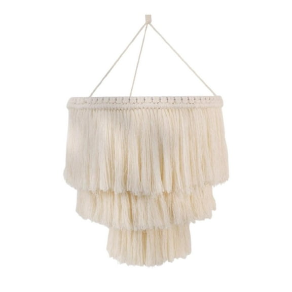 oshhni Macrame Lamp Shade Lampshade Boho Nordic Handmade Cotton Rope Hanging Light Cover Pendant Light Shade for Nursery Office Dorm C