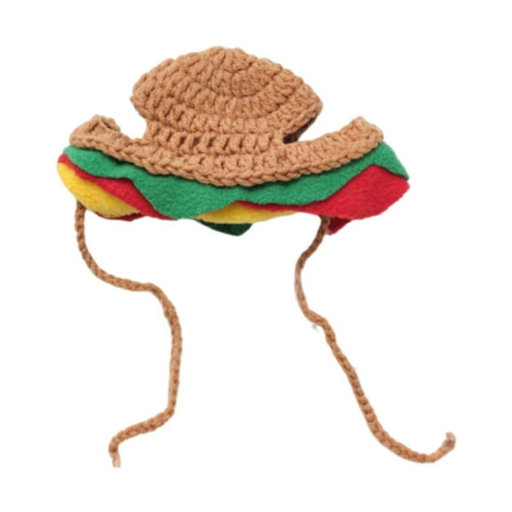 oshhni Pet Cat Hat Hamburger Shape Cartoon Dress up Headdress for Dogs Kitten Parts