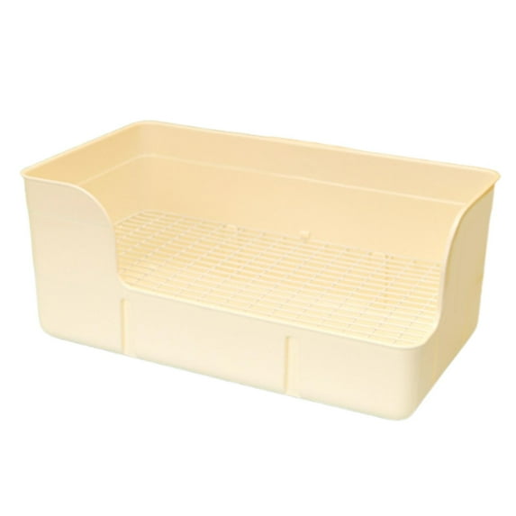 oshhni Pet Rabbit Litter Box Bedpan Rabbit Urinal Tray for Ferrets Chinchillas Rats Beige