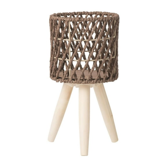 oshhni Planter Basket Plant Pot Stand Shelf Rack Handwoven Riser Display Flowerpot Holder for Potted Plant Home Corner Patio Outside 18x30cm Dia 15cm