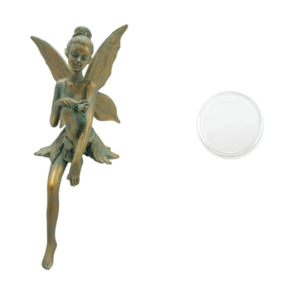 oshhni Sitting Fairytale Figure Garden Statue Decorative Flower Pot Decor Table Decoration for Bedrooms in The Outdoor Outdoor Outdoor Area Bronze