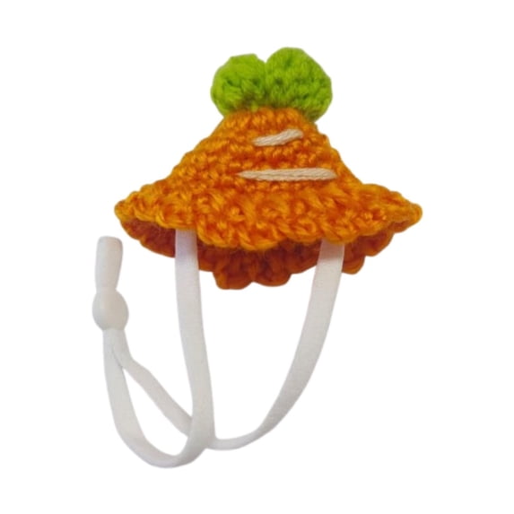 oshhni Small Animals Hat Hamster Hat Adjustable Decorative Cute Hand Knitted Hat Pet Headgear for Rodent Rats Parrots Lizards carrot