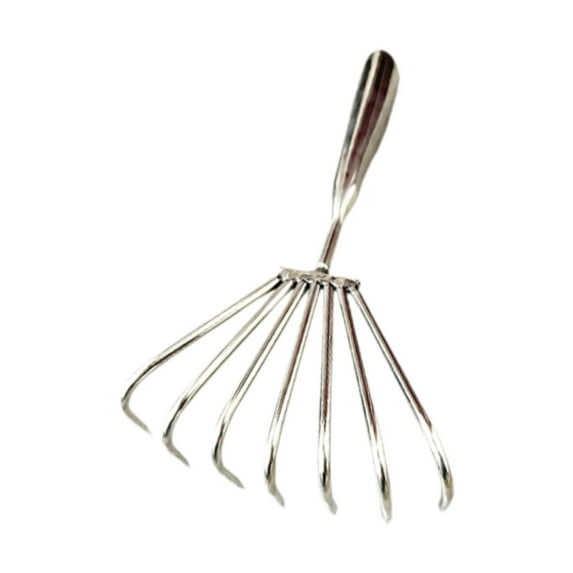 oshhni Stainless s Rake Hand Rake for Loosening Beach Clamming Accessories 7 tooth 5cm