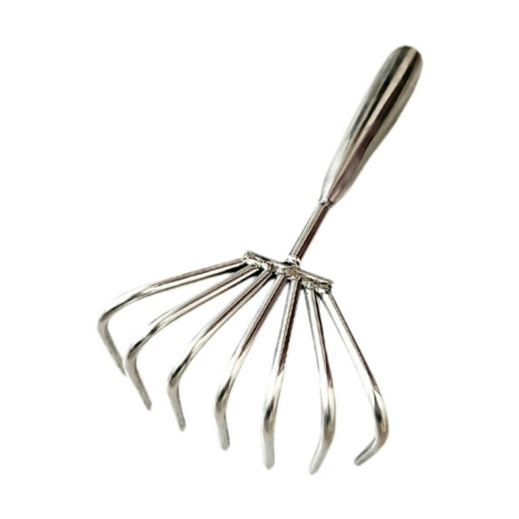 oshhni Stainless s Rake Hand Rake for Loosening Beach Clamming Accessories 7 tooth 9cm