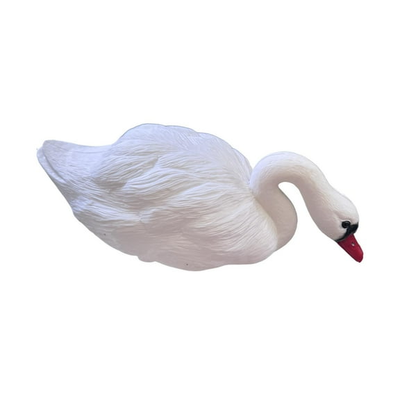 oshhni Swan Decoy Outdoor Figurine Deterrent Swimming Sculpture Garden Statue Goose Decoration for Outside Lake Pond Fields 46cmx20cmx17cm