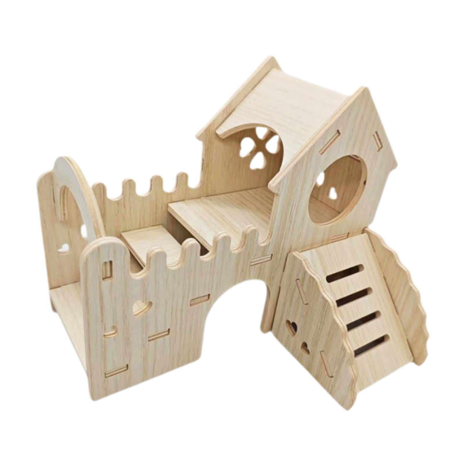 oshhni Wooden Hamster Hideout House Cage Accessories for Rat Small Animals Lemmings
