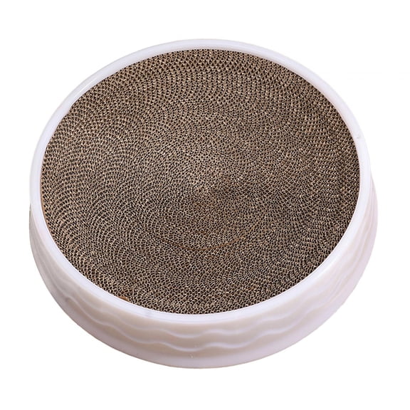 oshhnii 2 in 1 Cat Scratch Bed Scratch Pad for Indoor Cats Furniture Protector Round Cat white