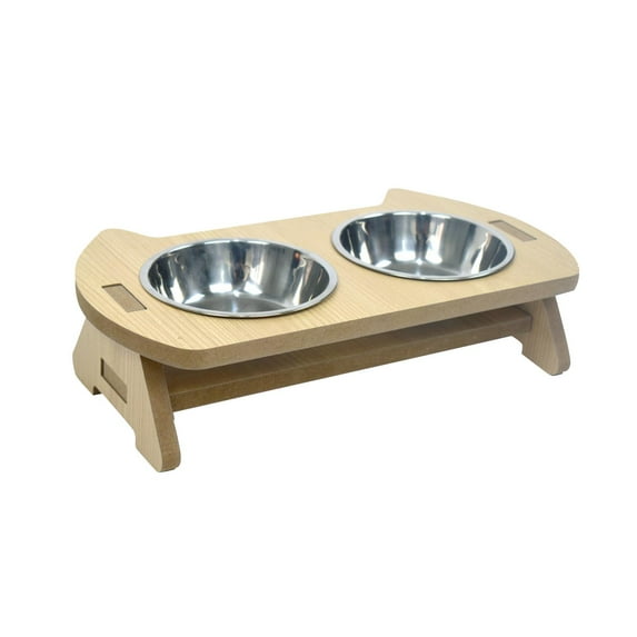 oshhnii Cat Bowl Stainless Steel Elevated Portable Food and Water Pet Bowls double bowl