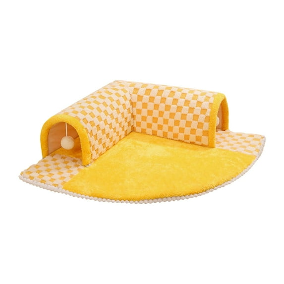 oshhnii Cat Tunnel Bed Cat Activity Center Portable Exercise Interactive Playing Hut for Yellow and Xl