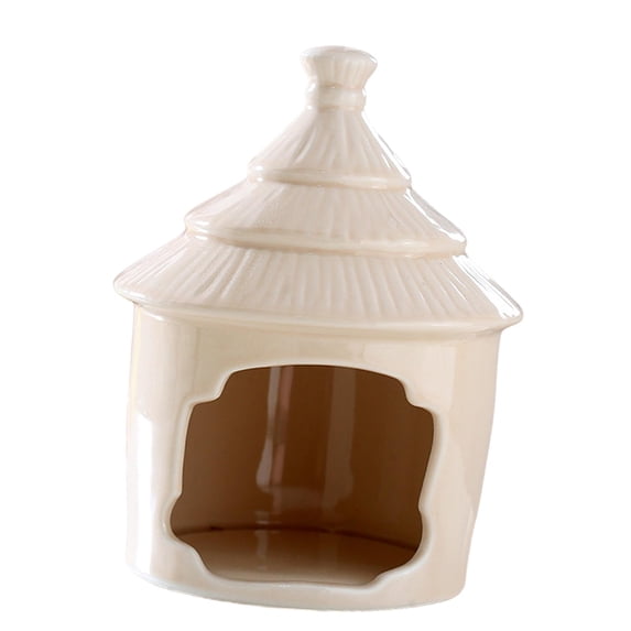 oshhnii Ceramic Hamster Habitat Hideout Mini Huts for Hamster Gerbil Other Small Pet Beige