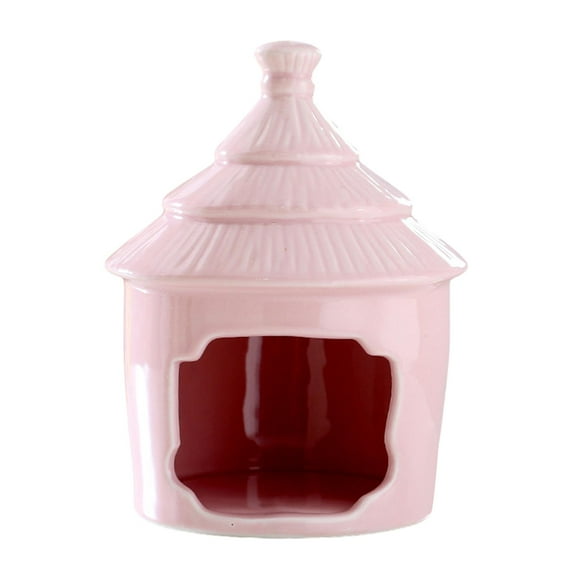oshhnii Ceramic Hamster Habitat Hideout Mini Huts for Hamster Gerbil Other Small Pet Pink