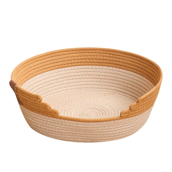 oshhnii Cotton Rope Woven Cat Bed Basket Grinding Claws Sleeping Bed for Indoor Dogs L