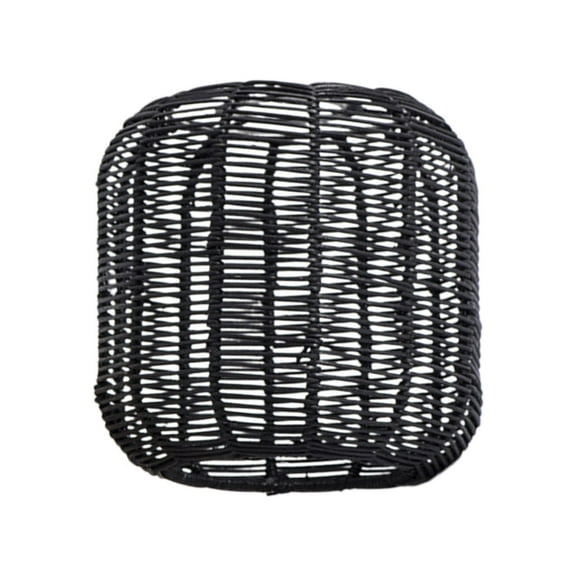 oshhnii Drum Rattan Lampshade Ceiling Fan Light Cover for Wall Lamp Kitchen Teahouse black
