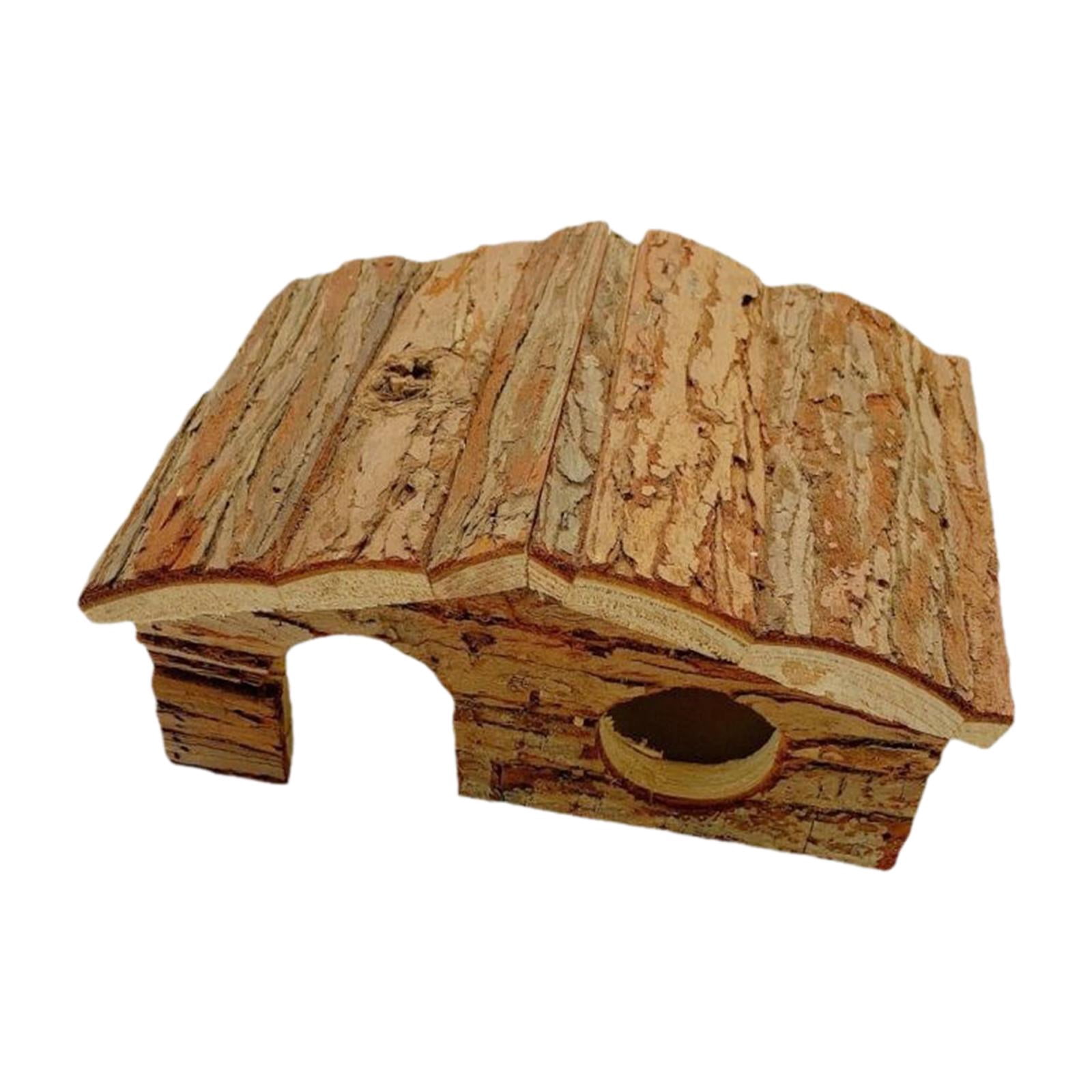oshhnii Hamster Wood House Cage Decor Landscaping Supplies for Mice Lemmings Hamster