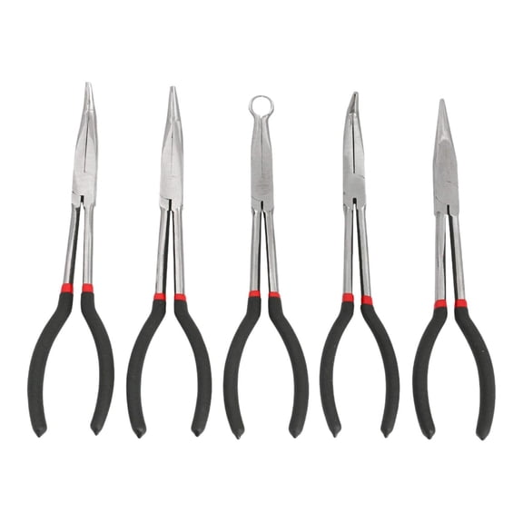 oshhnii Long Nose Pliers Set, Long Reach Nose Pliers Multifunctional Wire Pliers Bent Nose Pliers for Vehicles Automotive Home 5Pcs
