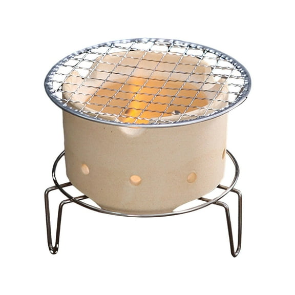 oshhnii Portable Grill BBQ Grill Japanese Grill with Wire Mesh Ceramic Barbecue