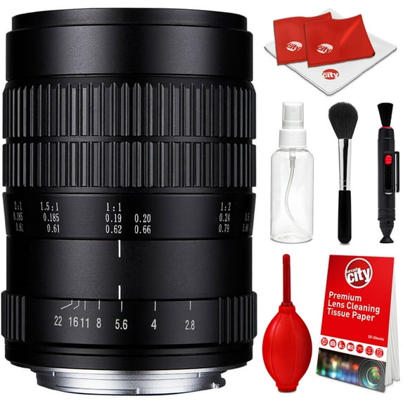 Oshiro 60mm f/2.8 2:1 LD UNC Full Frame Ultra-Macro Lens for Canon EF DSLR with Optical Cleaning Kit