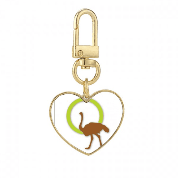 ostrich wacth outline Gold Heart Keychain Metal Keyring Holder