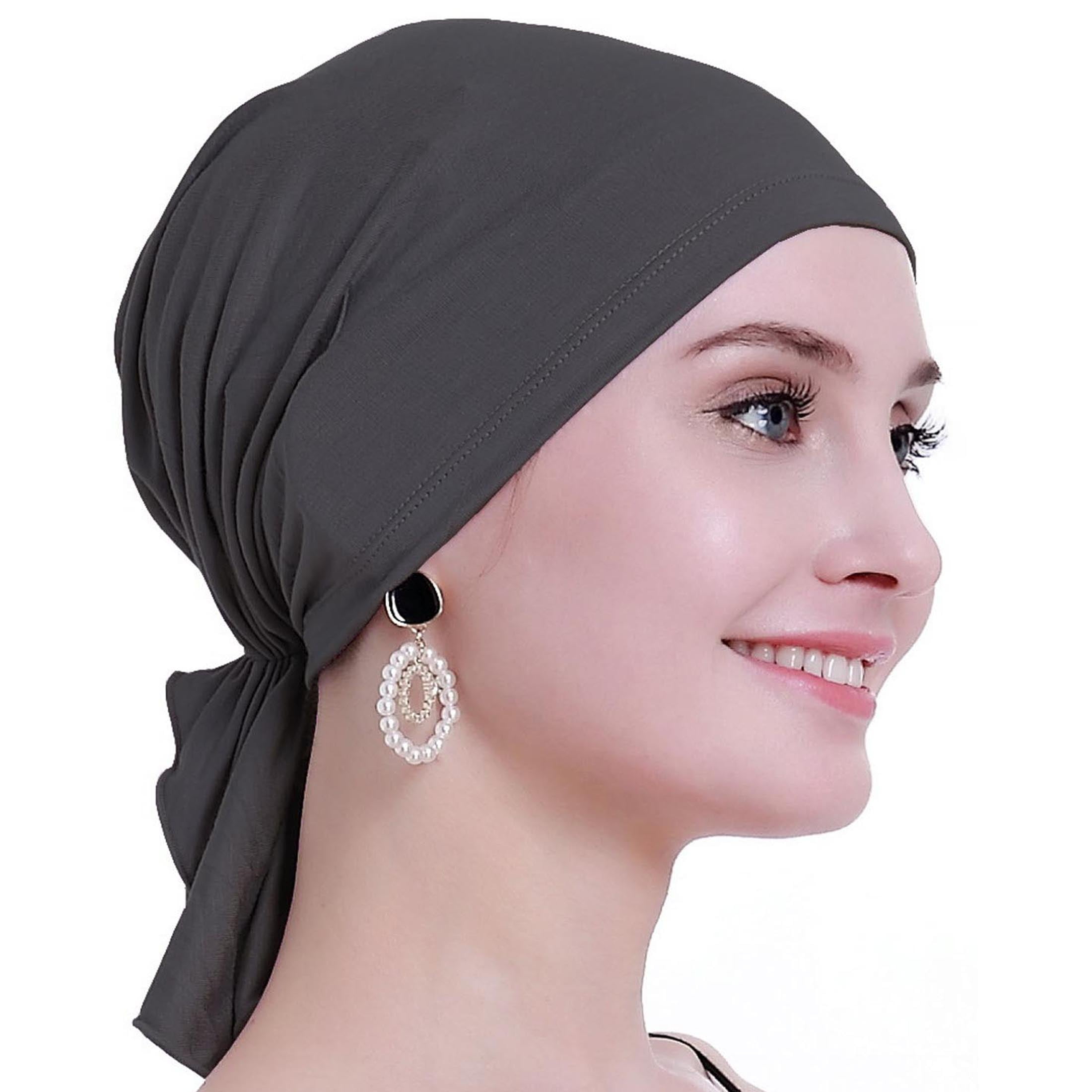 osvyo Chemo Hats Head Scarves Covers for women Slip On Bamboo Headwear Dark Grey