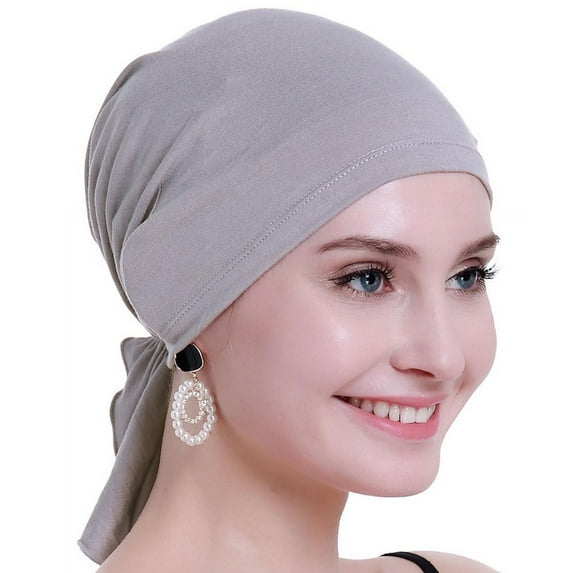 osvyo Chemo Hats Head Scarves Covers for women Slip On Bamboo Headwear Light Grey
