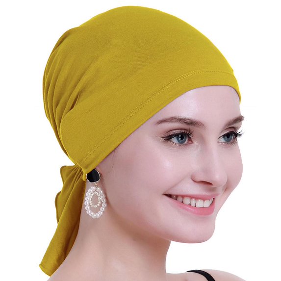 osvyo Chemo Hats Head Scarves Covers for women Slip On Bamboo Headwear Mustard Yellow