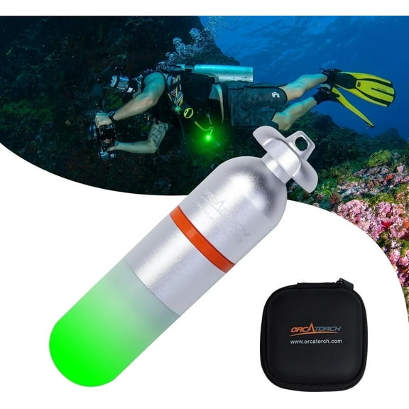 ORCATORCH SD01PRO Upgraded Bright Dive Signal Light, Submersible Beacon Mini Tank Marker Light with Constant and Flashing Modes, for Scuba Diving and Night Time Visibility (Green)