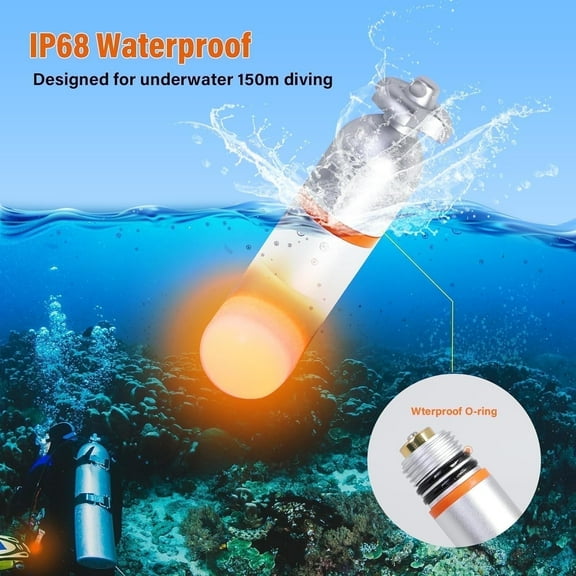 ORCATORCH SD01PRO Upgraded Bright Dive Signal Light, Submersible Beacon Mini Tank Marker Light with Constant and Flashing Modes, for Scuba Diving and Night Time Visibility (Orange)