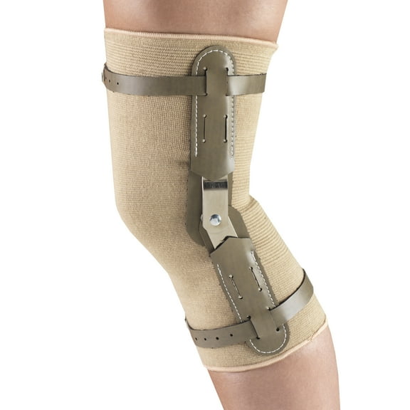 otc knee brace with hinged bars, beige, small