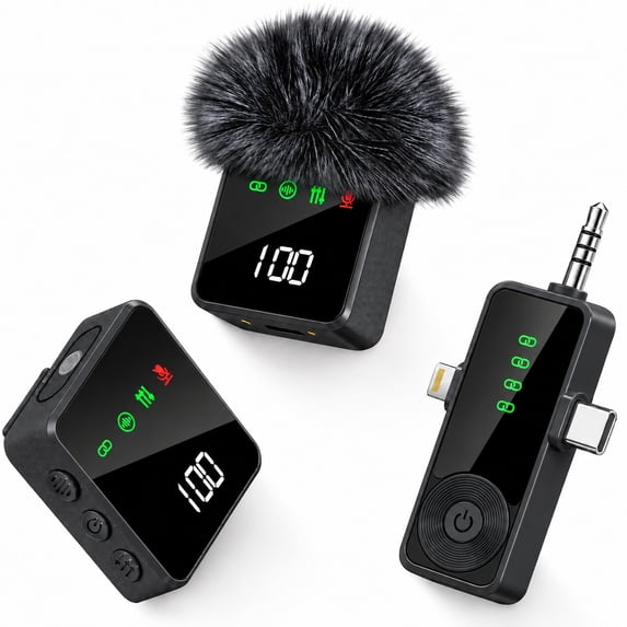 otnbgsr 2-Pack Pink Wireless Mini Microphones, 3-in-1 Receiver, DSP ENC ...