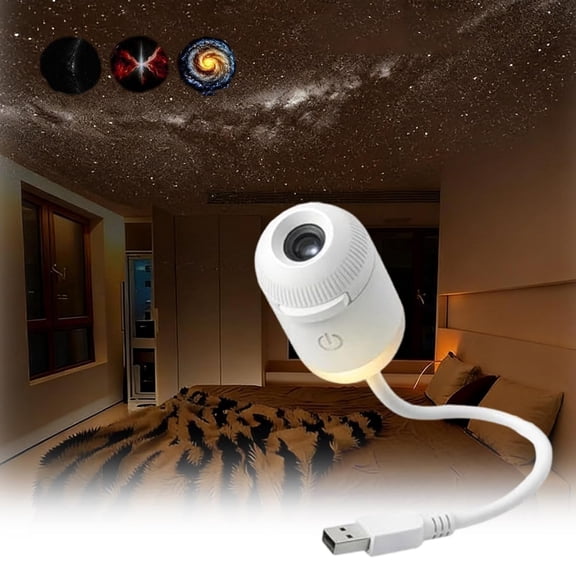 otnbgsr 2 in 1 Galaxy Projector Night Light USB Mini Starry Sky LED Ceiling Lamp Portable Decorative Room Projector (3 Slides)