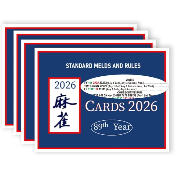 otnbgsr 4 Pack 2026 Mahjong Card Official Revision Large Print Mah Jongg Rule Cards Easy Read Reference Set