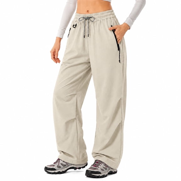 otnbgsr Baggy Quick-Dry Cargo Pants with Spacious Zipper Pockets, Adjustable Drawstring Waist and Elastic Parachute Cuffs