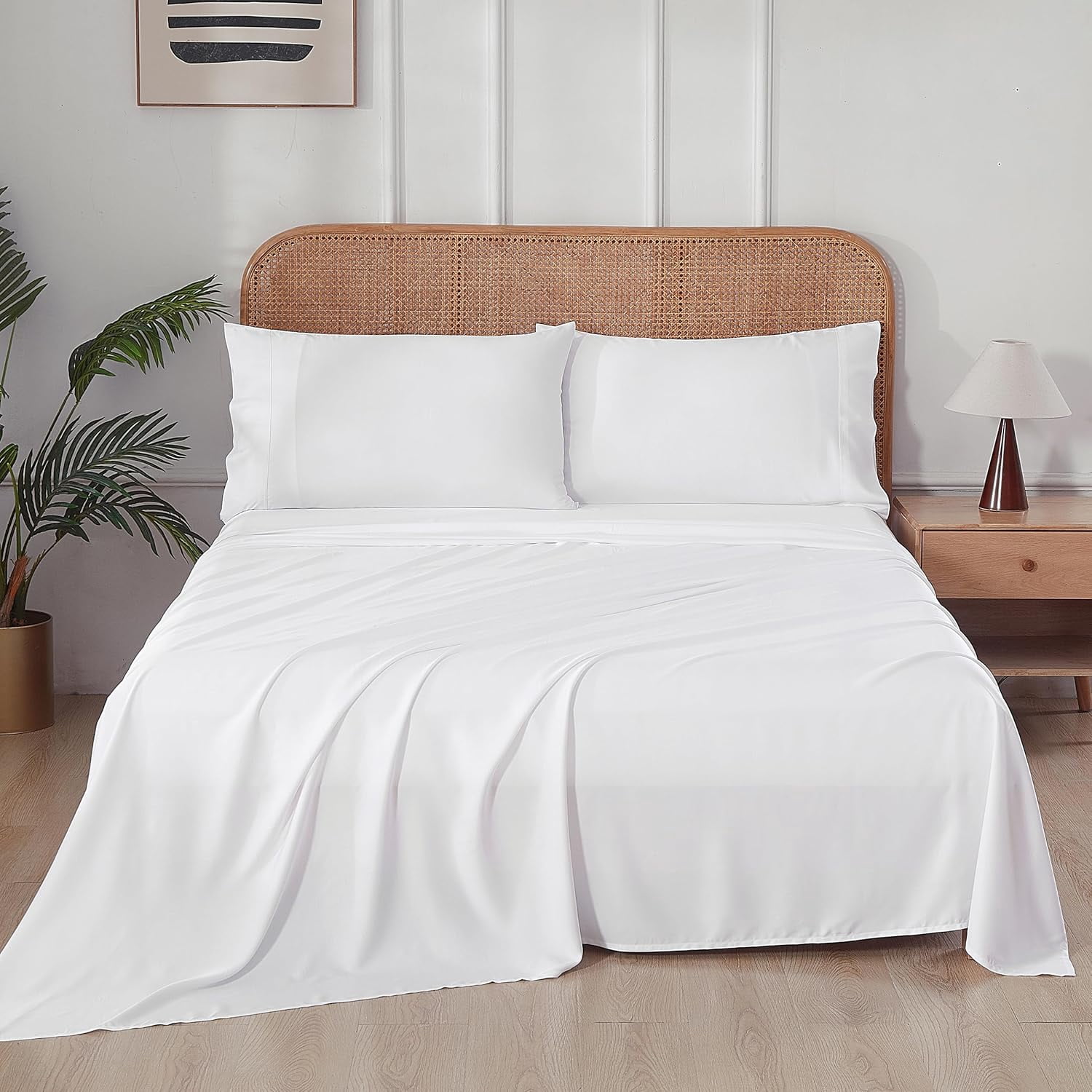 otnbgsr Bamboo Viscose Sheet Set Queen 2026 Upgrade 400 Thread Count Cooling Bed Sheets 16 Inch Deep Pocket Soft Breathable 4 Piece Set Navy Blue
