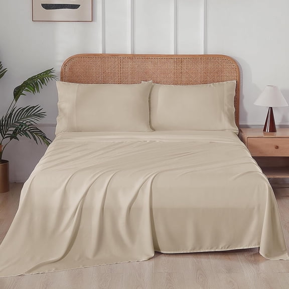 otnbgsr Bamboo Viscose Sheet Set Queen 2026 Upgrade 400 Thread Count Cooling Bed Sheets 16 Inch Deep Pocket Soft Breathable 4 Piece Set Navy Blue