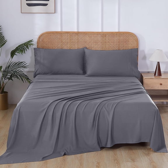 otnbgsr Bamboo Viscose Sheet Set Queen 2026 Upgrade 400 Thread Count Cooling Bed Sheets 16 Inch Deep Pocket Soft Breathable 4 Piece Set Navy Blue