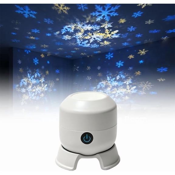 otnbgsr Dynamic LED Snowflakes Projector Light 360° Rotating Galaxy Night Lamp USB Powered Multi-Angle Projection Base Home Theater Decor