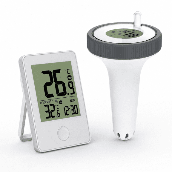 otnbgsr Floating Pool Thermometer Wireless Indoor Display, IPX7 Waterproof Water Temperature Monitor with Large LCD Screen for Spa, Pond and Hot Tub