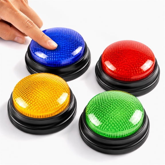 otnbgsr Four-Color Game Buzzer Set with 4 Fixed Sound Effects, Plastic Press Buttons for Trivia Quiz Party and Game Show Responses