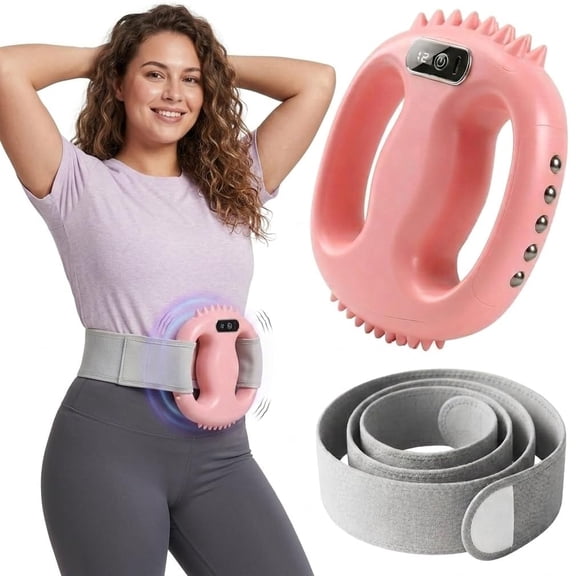otnbgsr Hands-Free Fascia Ring Massager, 4-Head Electric Massage Belt with Adjustable Strap, Cordless Rechargeable Full Body Vibration Massager, 4 Modes 12 Intensities