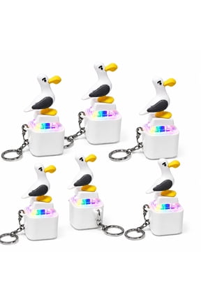 LED Seagull Button Keychain, Repeating Sound Phrase Clicker and Compact Interactive Content Prop for Keys Desk and Travel
