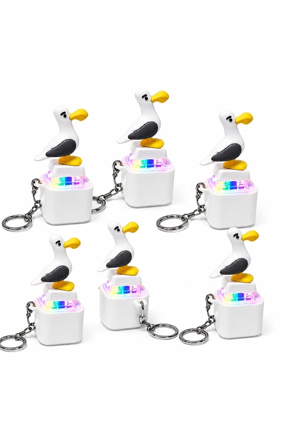 LED Seagull Button Keychain, Repeating Sound Phrase Clicker and Compact Interactive Content Prop for Keys Desk and Travel
