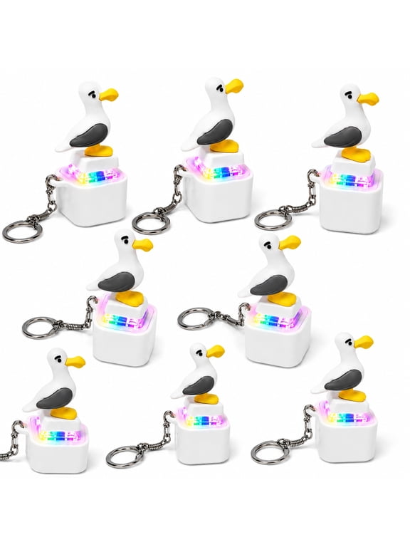 LED Seagull Button Keychain, Repeating Sound Phrase Clicker and Compact Interactive Content Prop for Keys Desk and Travel