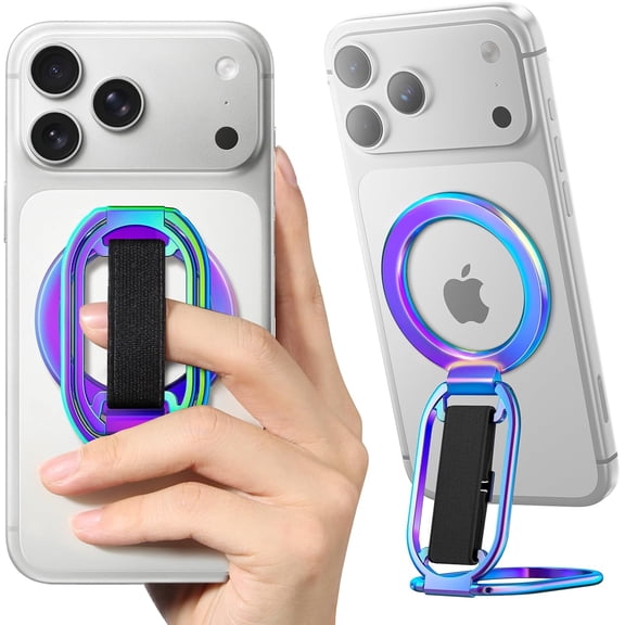 otnbgsr Magnetic Phone Grip 2026 Upgrade, 4 in 1 Phone Holder with Adjustable Strap and Kickstand, Rotating Phone Stand for iPhone 17 16 15 14 13 Series