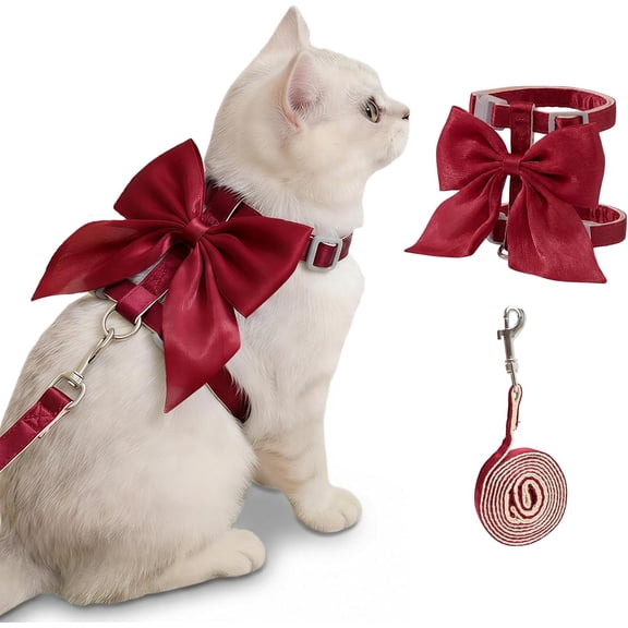 otnbgsr Pink Bow Cat Harness and Leash Set Adjustable Escape Resistant Pet Vest Harness for Small Cats Rabbits Dogs