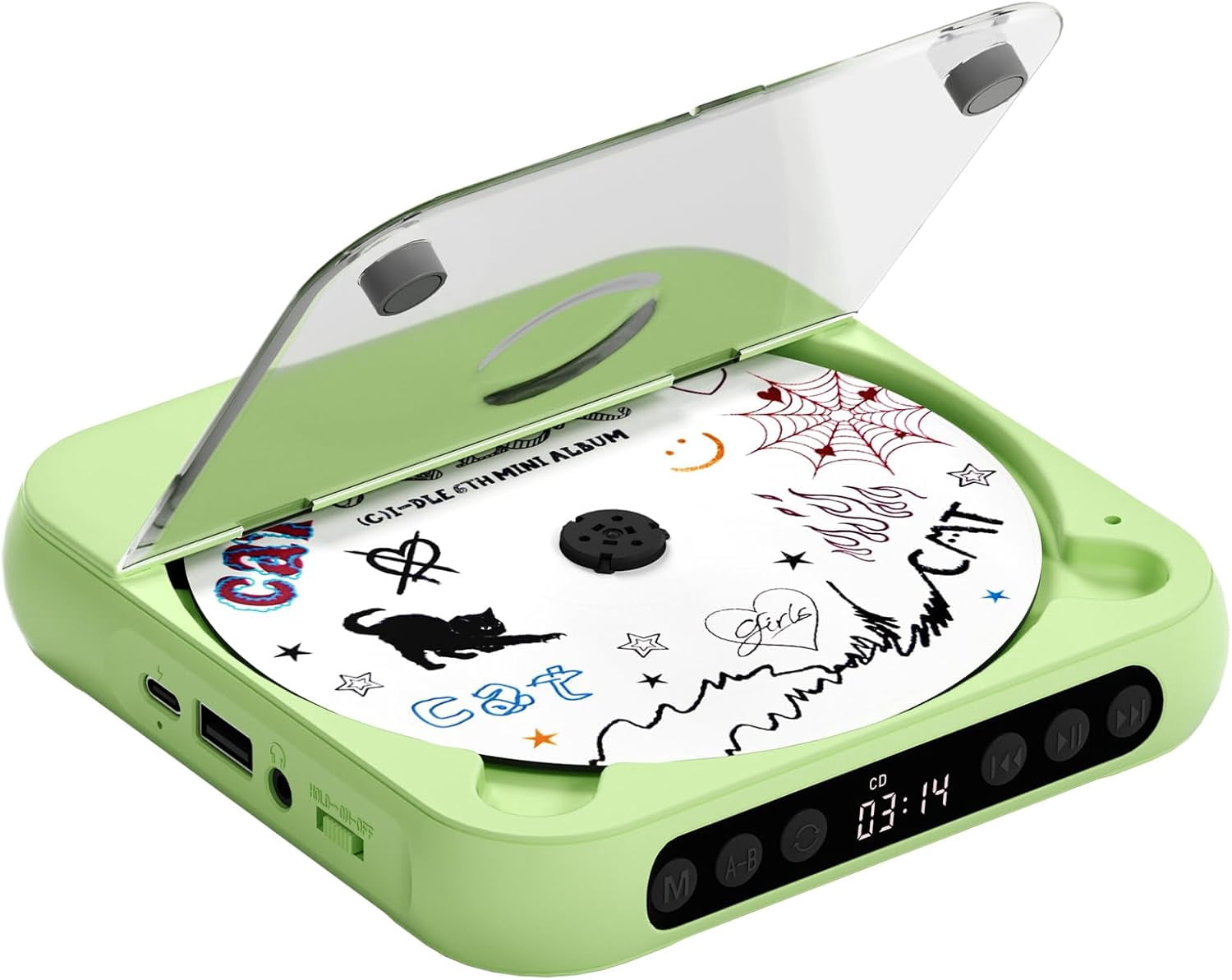 otnbgsr Portable CD Player Bluetooth 2026 Upgrade Rechargeable Music Player Dual Speakers LCD Display Support CD USB AUX MP3 with Headphones
