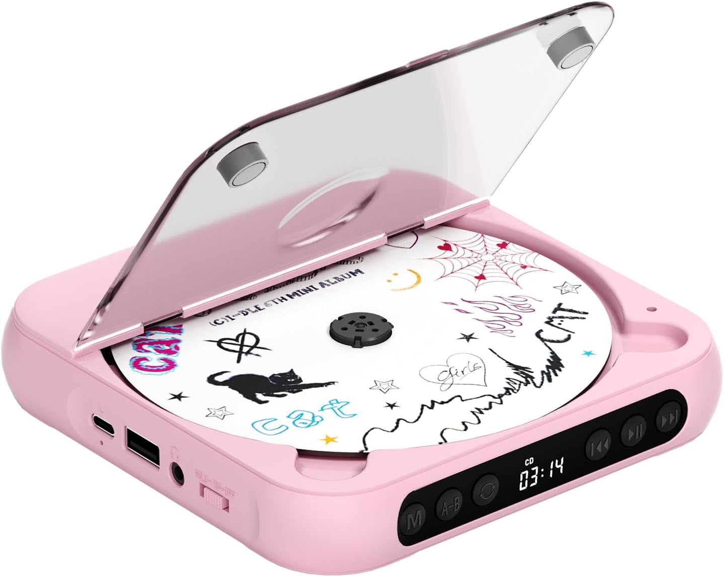 otnbgsr Portable CD Player Bluetooth 2026 Upgrade Rechargeable Music Player Dual Speakers LCD Display Support CD USB AUX MP3 with Headphones