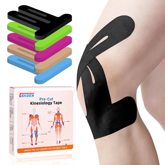 otnbgsr Precut Knee Tape 10 Pcs Elastic Athletic Tape Waterproof Breathable Easy Apply Support Tape for Sports Fitness Training